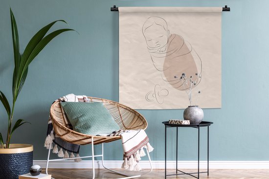 Tapisserie - Tissu mural - Bébé - Enfant - Line au trait - 90x90 cm - Tapisserie