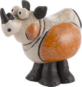 Crazy Clay Raku comix - crazy neushoorn - oranje - raku geglazuurd beeld