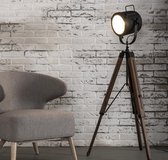 DePauwWonen Tripod vintage hout Staande lamp - excl led lampen - E27 - Zwart; Bruin