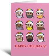 Wenskaart - Happy Holigays - Kerstkaarten - LGBTQ+ - Kerst - Cadeau - Kerstman - Kaart