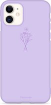 iPhone 12 hoesje TPU Soft Case - Back Cover - Lila / veldbloemen
