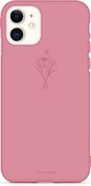 iPhone 12 hoesje TPU Soft Case - Back Cover - Terracotta / veldbloemen