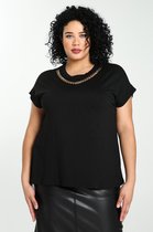 Paprika Dames Effen T-shirt met kettingdetail - T-shirt - Maat 48