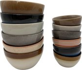 Bols - Earth drink bowls - lot de 12 : 6 grands et 6 petits bols - 10x5 cm et 14x8 cm - porcelaine - tendance et tendance
