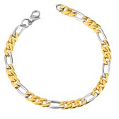 Figaro Heren Armband - Zilver / Goud Kleurig - Two Tone - Staal - 4,5mm - Armband Mannen - Armband Heren - Valentijnsdag voor Mannen - Valentijn Cadeautje voor Hem - Valentijn Cade