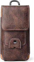 Riem Holster Hoesje - Luex Universeel Telefoonhoesje vertical Holster 5.5 Samsung A22 5G / A22 4G / A20S / Z Flip / A10 / A10 s / A32 5G / A32 4G / A03 Core / A31 - Bruin