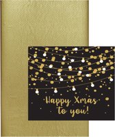 Kerstdiner/kerst thema tafelkleed/tafellaken goud 138 x 220 cm inclusief servetten - Kerst tafeldecoratie
