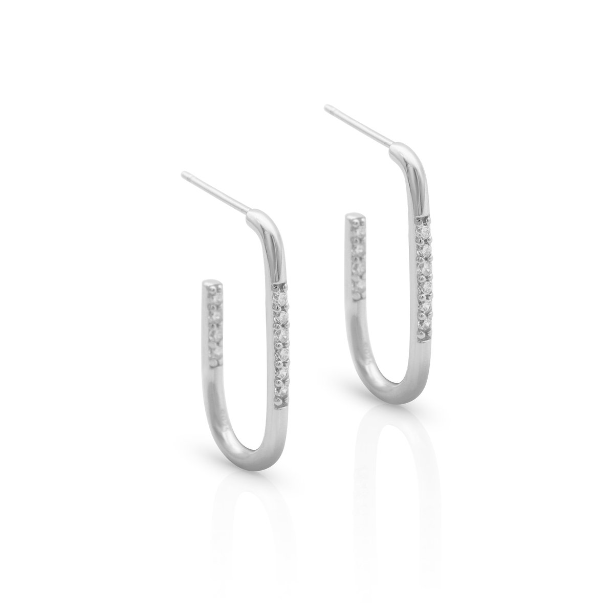Schitterende Zilveren Paperclip Zirkonia Oorbellen