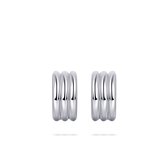 GISSER Oorbellen E1063 - Oorstekers 925 Zilver Gerhodineerd - Drie banen - 15mm- 7.5 MM Breed