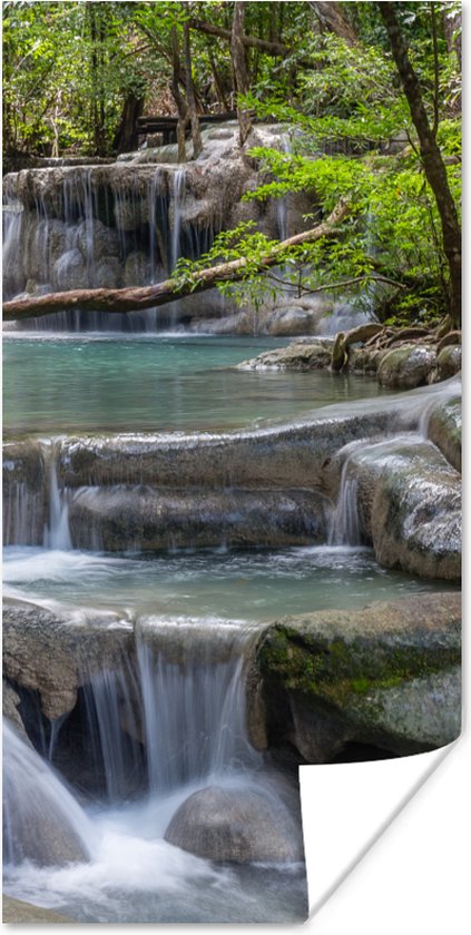 Poster Watervallen in het Aziatische Nationaal park Erawan - 40x80 cm