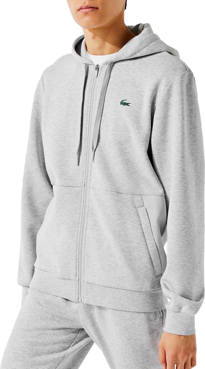 Lacoste Sport Hooded Stretch Mesh Sweatvest Heren Grijs