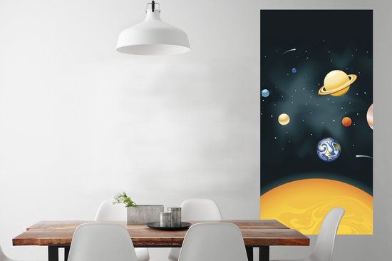 Affiche le système solaire avec notre planète - 75x150 cm