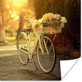 Affiche Fleurs dans le panier du vélo - 100x100 cm XXL