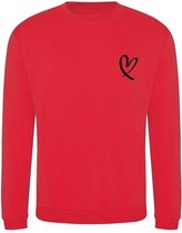 Sweater velvet black Heart  - Red (S)