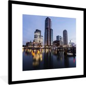 Fotolijst incl. Poster - Rotterdam - Wolkenkrabber - Water - 40x40 cm - Posterlijst