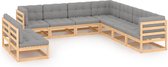 Decoways - 9-delige Loungeset met kussens massief grenenhout