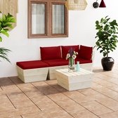 Decoways - 4-delige Loungeset met kussens pallet vurenhout