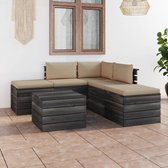 Decoways - 6-delige Loungeset met kussens pallet massief grenenhout