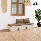 Decoways - 3-delige Loungeset met kussens pallet vurenhout