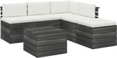 Decoways - 6-delige Loungeset met kussens pallet grenenhout