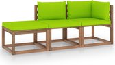 Decoways - 3-delige Loungeset pallet met kussens geïmpregneerd grenenhout