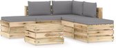 Decoways - 6-delige Loungeset met kussens groen geïmpregneerd hout