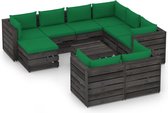 Decoways - 10-delige Loungeset met kussens grijs geïmpregneerd hout