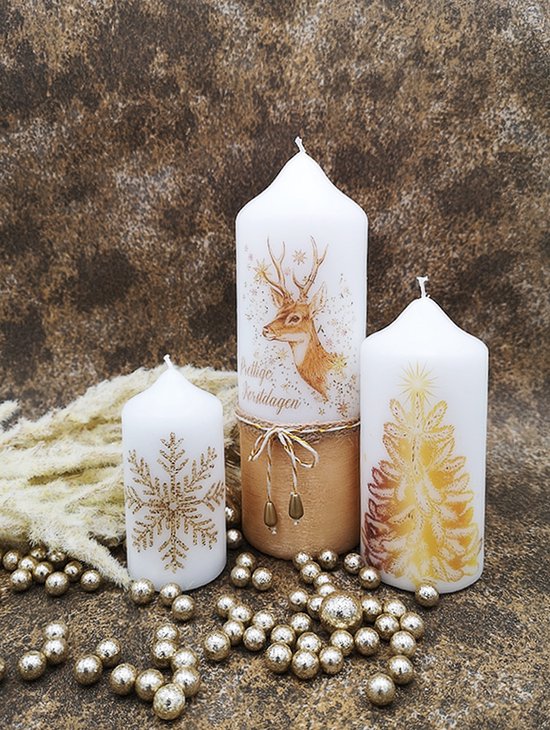 Kerstkaarsen, cadeauset voor vrouwen, 6 stuks, kerstboom, sneeuwpop
