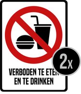 Stickers | Pictogram | Verboden te eten en te drinken | Verbodsbord | No food/ No drinks | 19 x 25 cm | 2 stuks