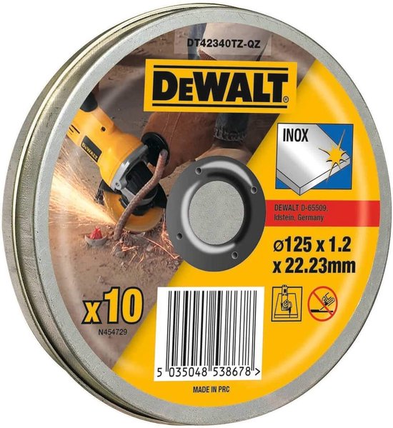 DeWalt DT42340TZ Doorslijpschijf in blik - 125 x 22,23 x 1,2mm - inox (10st) - DeWalt