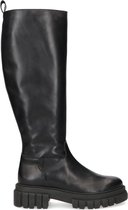 Manfield - Dames - Hoge zwarte laarzen met chunky zool - Maat 39