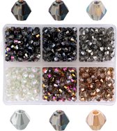 Fako Bijoux® - Set de Perles DIY - Perles de Glas Facettes - Fabrication de Bijoux - 4mm - 600 Pièces - Natural