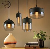 Softlite® Hanglamp set van 4 - Zwart - Smoked Glass - Bruin Glas - Modern - eettafel - woonkamer - keuken - slaapkamer - 4 x E27 fitting - Vintage