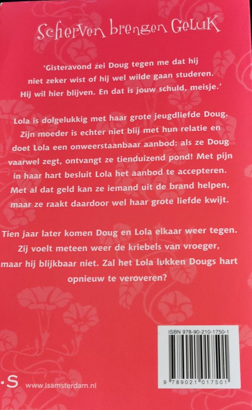 Scherven brengen Geluk, achterkant boek met tekst. ISBN 978-90-210-1750-1.