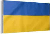 Wanddecoratie Metaal - Aluminium Schilderij Industrieel - Close-up van de vlag van Oekraïne - 160x80 cm - Dibond - Foto op aluminium - Industriële muurdecoratie - Voor de woonkamer/slaapkamer