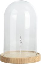 Esschert Design Glazen stolp op houten voet H30,5cm
