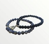 Bracelet serti d'aimant | bracelet de couple | Blauw - Perles Zwart | Bracelet femme - Bracelet homme - Cadeau romantique - Bracelet d'amitié