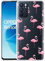 Oppo Reno6 5G Hoesje Flamingo - Designed by Cazy
