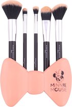 Disney minnie mouse make-up kwasten in houder 5 stuks - 5 zwart make-up kwasten in sierlijke strik-houder -Voor verschillende soorten make-up