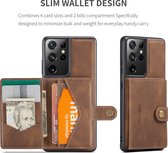 Étui en cuir pour Samsung Galaxy S21 Ultra | Couverture arrière | Porte-cartes | Marron