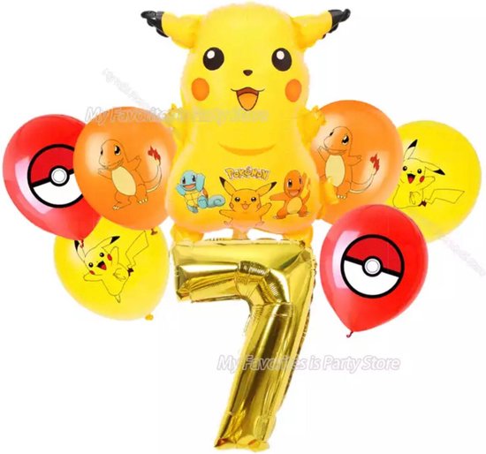 Pokemon Ballon Set 8 stuks Kinderen Verjaardagsfeestje Nummer 7 Feestartikelen