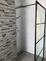 Douchewand Inloopdouche 90×200 cm mat zwart profiel buitenzijde - 8 mm helder glas - Gluggi