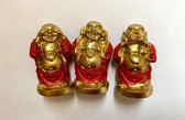 Boeddha beeldjes Horen, Zien, Zwijgen 3 stuks 5cm hoog