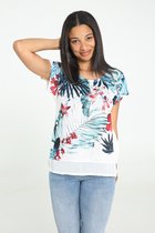 Cassis - Female - T-shirt met tropische print van lovertjes  - Groen