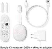 Google TV Chromecast 2020 met Google ethernet adapter