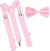 Bretels inclusief vlinderdas - Roze - met stevige clip - bretels - vlinderdas - strik – strikje - luxe - heren - unisex - giftset