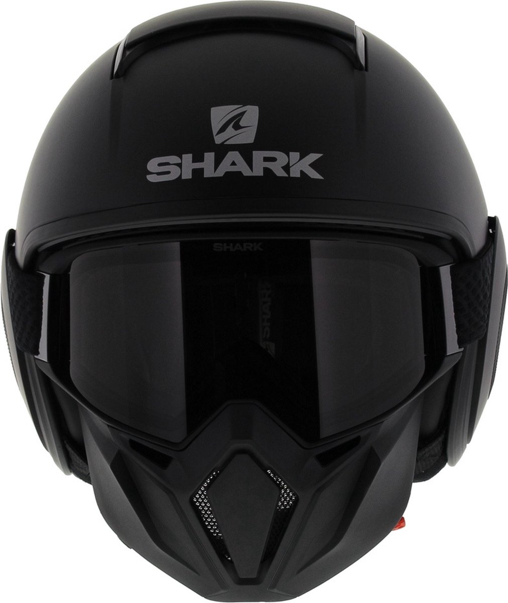 SHARK STREET DRAK BLANK Motorhelm jethelm MAT Zwart- Maat XS – foto 4