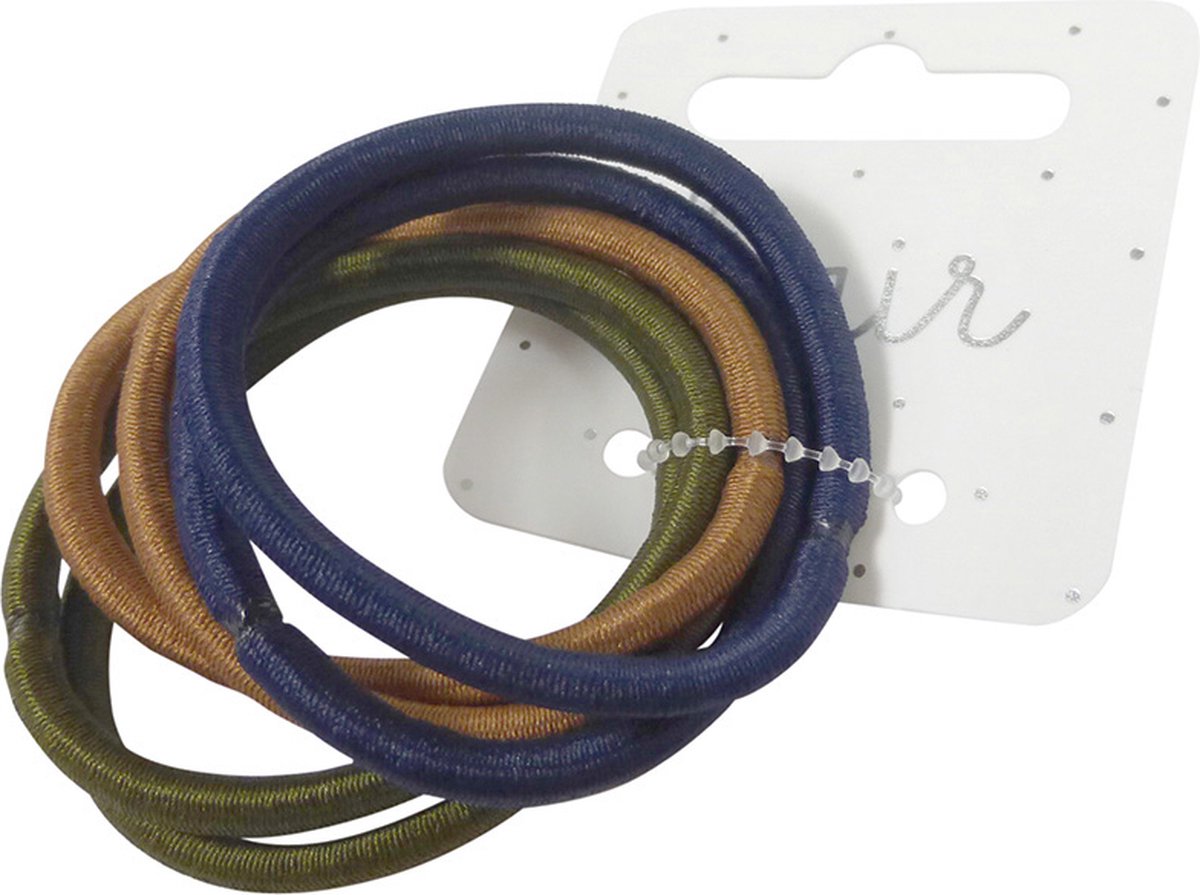 Haarelastiek Endless - Bruin/Olive/Navy - 6 stuks