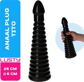 Lusty Anaal Plug Tito - Zwart - Realistisch 26X6 CM - Geribbeld