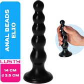 Lusty Anal Beads Elio - Zwart - 14 cm - Taps toelopend - Brede basis - Glad materiaal - Zuignap